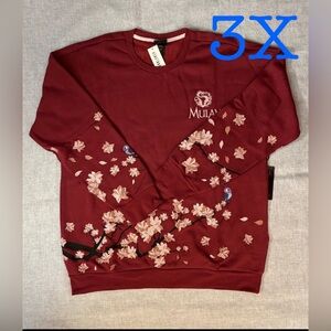 3X Disney Mulan Embroidered Floral Crewneck